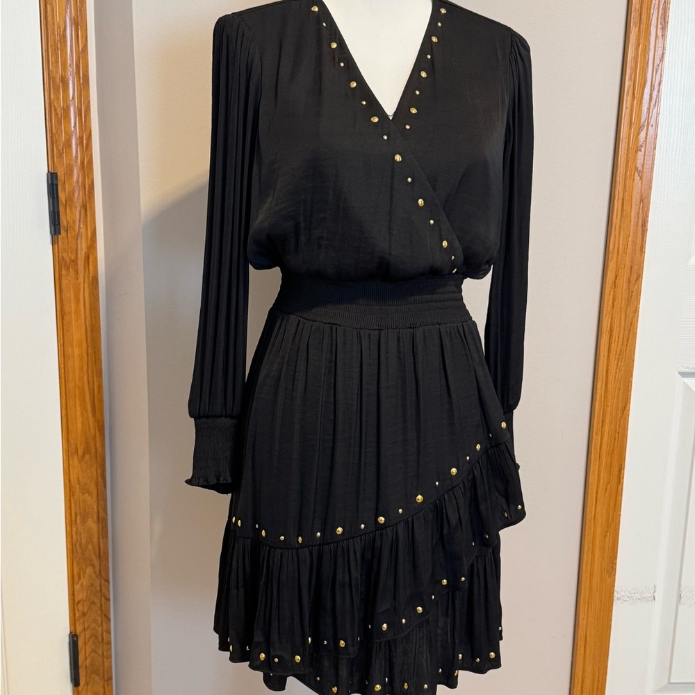 INC International Concepts Black Dress with Gold Studs